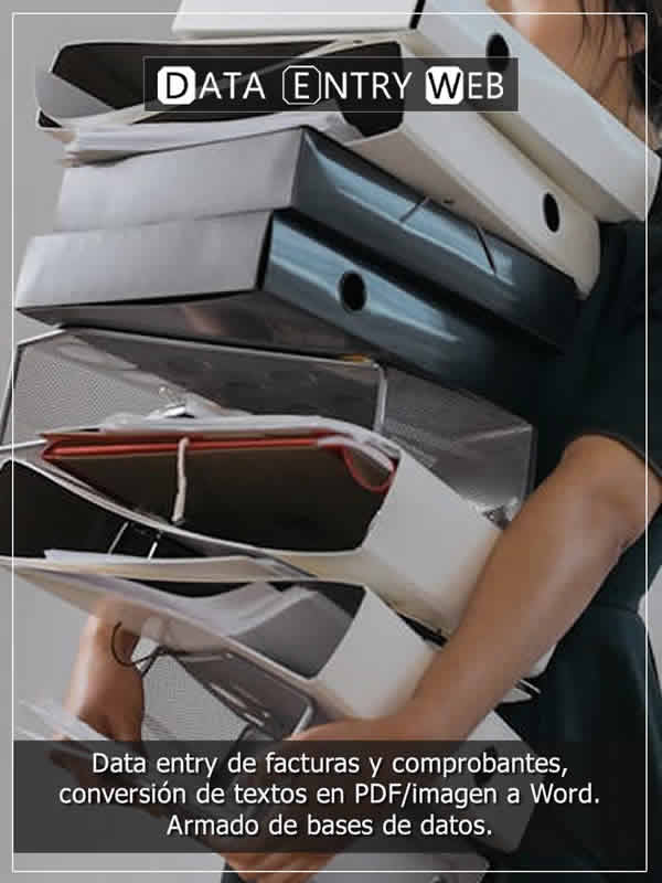 banner para Data entry web, foto: persona con biblioratos
