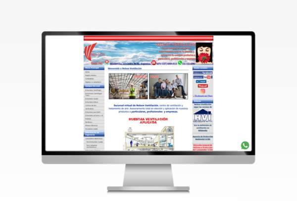 sitio web para Nelson Ventilación, vista del sitio en formato escritorio